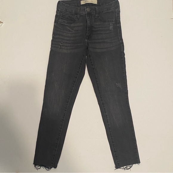 Gap 1969 Inner Cozy Leggings JeansWomen's 26/2 Reg Black Frayed Hem Mid Rise - Picture 10 of 16